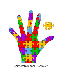 colorful puzzle hand