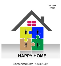 colorful puzzle home symbol,home icon,happy family icon ,vector