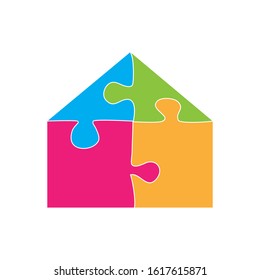 colorful puzzle house, vector illustration
