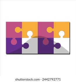 Colorful puzzle jigsaw icon vector Flat design template vector illustration. Eps 10. Geometric Puzzle Pieces. Infographic Base In Retro Colors