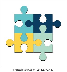Colorful puzzle jigsaw icon vector Flat design template vector illustration. Eps 10. Geometric Puzzle Pieces. Infographic Base In Retro Colors