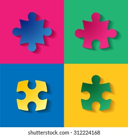 Colorful puzzle with long shadow vector illustration