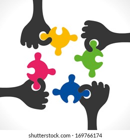 colorful puzzle piece join or teamwork , relation, support concept background vector