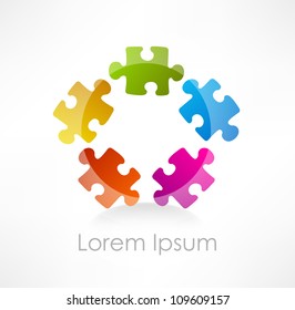 Colorful puzzle piece vector icon