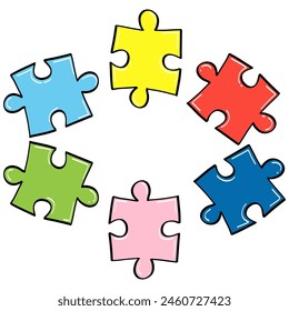 Colorful Puzzle Pieces Autism Art Vector Illustration Logo Design