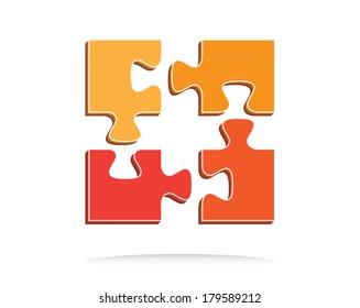 Colorful puzzle pieces, creative vector illustration.