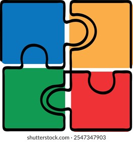  Colorful Puzzle Pieces Forming a Square Shape