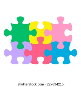 Colorful Puzzle Pieces Joined Together On Stock Vector (Royalty Free ...