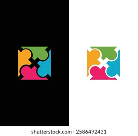 Colorful Puzzle Pieces Logo – Vector Icon for Teamwork, Connection, and Collaboration