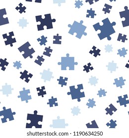 Colorful puzzle seamless background pattern. Vector illustration isolated on white background