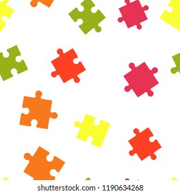 Colorful puzzle seamless background pattern. Vector illustration isolated on white background