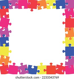 colorful puzzle square background frame