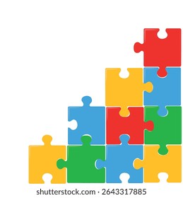 Colorful Puzzle Vector. Autism Awareness Day. Corner Illustration.