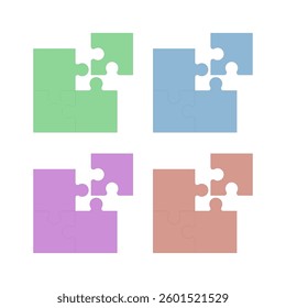Colorful puzzle vector illustration set.