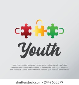 Colorful puzzle for youth event, foundation, association or business., design concept, emblem, icon, flat logotype element for template