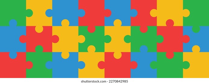 Colorful puzzles  background. Symbol of autism.