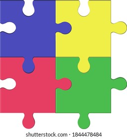 Colorful puzzles, pieces of vector puzzle. Children's educational games.