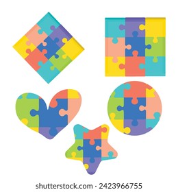 los puzzles coloridos configuran el vector para el Día Mundial del Autismo.