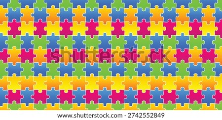 Colorful puzzles vector Background on the theme of World Autism awareness month observed each year on April across the globe. illustration, banner or poster of World autism awareness month.