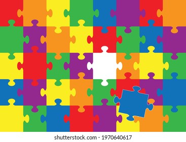 Colorful puzzles vector.Jigsaw section template color set of LGBT.