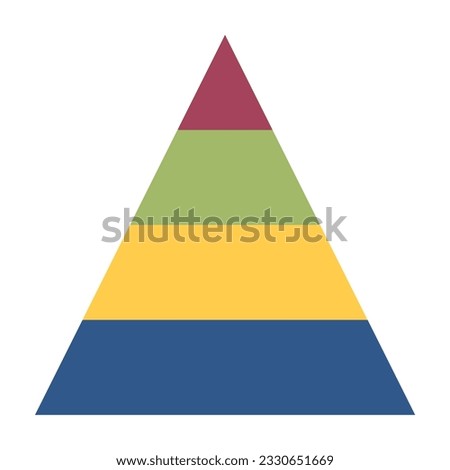 colorful pyramid chart with 4 steps, triangle infographic illustration vector graphic