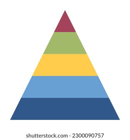 colorful pyramid chart with 5 steps, triangle infographic illustration vector graphic