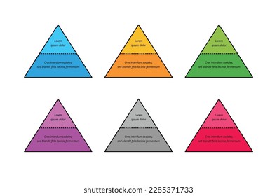 Conjunto de diagramas de pirámide coloridos, plantilla de jerarquía triangular