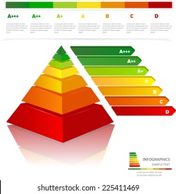 Colorful  pyramid energy efficiency rating . Useful for infographics and presentations.