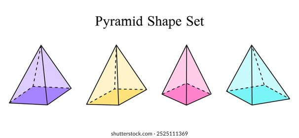 Colorful Pyramid Geometric Shape Set Education Illustration