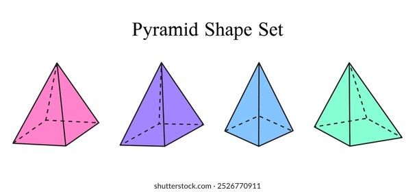 Conjunto de forma geométrica de pirámide colorido
