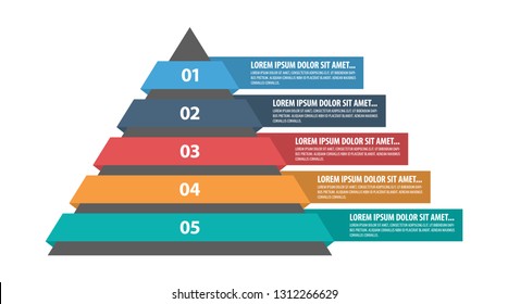 Farbige Pyramide in fünf Schritten