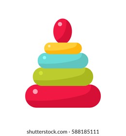 Colorful Pyrmid Constructor For Infants, Object From Baby Room, Happy Childhood Cute Illustration