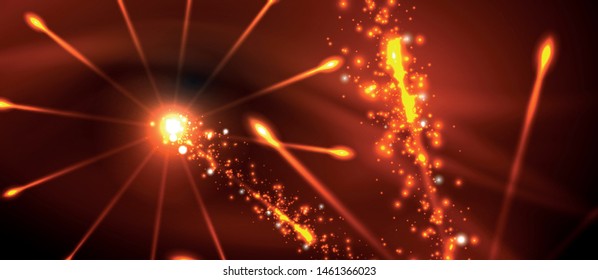 Colorful pyrotechnics show. Sky clouds. Black background. Festival celebration. Abstract fireworks dark sky night for celebration design.