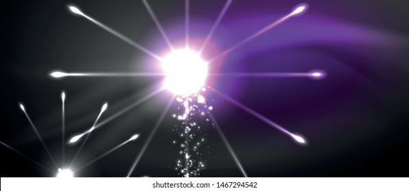 Colorful pyrotechnics show. Sky clouds. Black background. Festival celebration. Abstract fireworks dark sky night for celebration design.