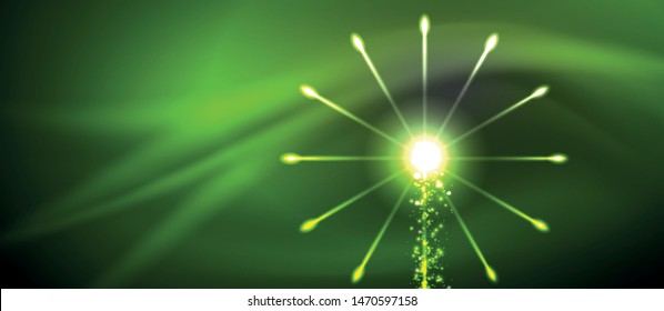 Colorful pyrotechnics show. Sky clouds. Black background. Festival celebration. Abstract fireworks dark sky night for celebration design.