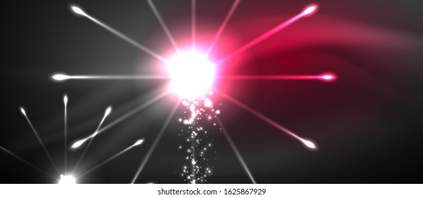 Colorful pyrotechnics show. Sky clouds. Black background. Festival celebration. Abstract fireworks dark sky night for celebration design.