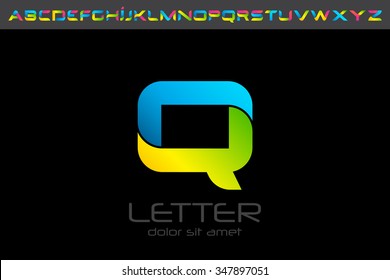 Colorful Q letter Logo design alphabet collection