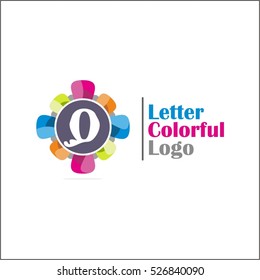 Colorful Q letter vector logo template (sign, symbol, emblem, ornament, circle, flower)