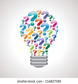 colorful query mark light bulb
