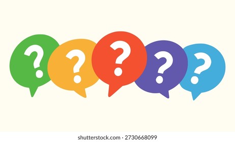 colorful question mark asking discussion flat color vector illustration template design