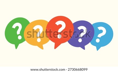 colorful question mark asking discussion flat color vector illustration template design
