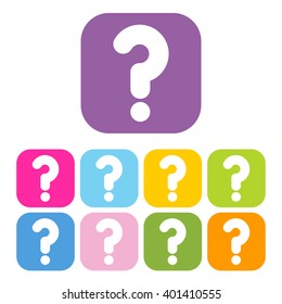 Colorful question mark icon set. FAQ sign. Set of buttons with question mark. Vector illustration