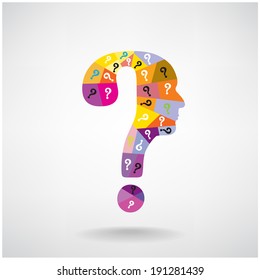 colorful question mark man head symbol, vector illustration contains gradient mesh