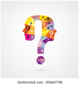 colorful question mark man head symbol. Vector illustration 