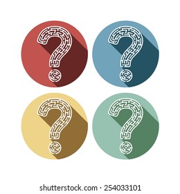 colorful question mark with shadow on round background