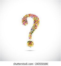 Colorful question mark symbol on background. Education or business concept. Vector illustration