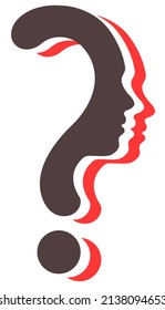Colorful Question mark symbol silhouette of a girl