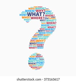 Colorful Question mark from Question words, search for answer vector illustration, confusion concept or ask symbol for communication design