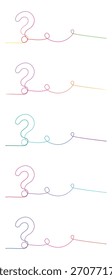 Coloridos signos de interrogación en un estilo de arte lineal continuo que representa la curiosidad y la resolución de problemas de manera creativa