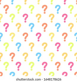 Colorful Questions marks seamless pattern background.